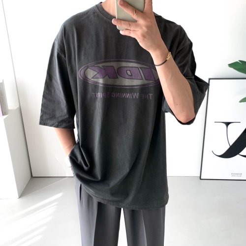 놈시크 남자 반팔티 박스 오버핏 피그먼트 워싱 IDK 여름 티셔츠