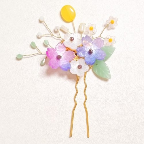 BEEU 비유 보라 벚꽃핀, 한복 브로치 빗핀 비녀 집게핀 똑딱핀 명절 설 돌잔치 혼주 예식 여성 여아 성인 한복 올림머리 비녀 헤어핀 머리핀 머리장식 장신구 헤어악세사리