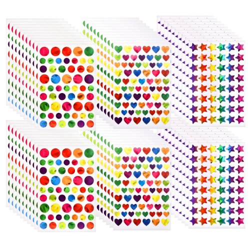 스노벨 1710pcs 레이저 하트 원형 별 스티커, 혼합(S483) 30장 1710매, 2세트