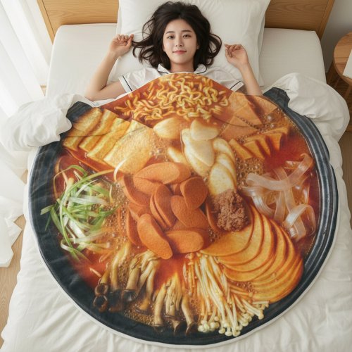 땅스부대찌개 재미있는 음식 모양 대형 푸드 담요 이불 낮잠 담요