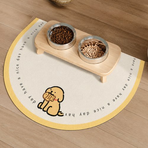 대한만물상 규조토 반려동물 식기매트 반원형 흡수형 애견 밥그릇매트, 1개, 크림도그