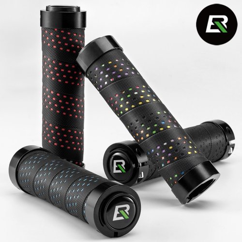 락브로스 MTB PU 펀칭 충격흡수 핸들 그립 손잡이, 블랙, 1개