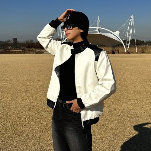 [기모]랙크 남자 겨울 레더 가죽 바시티 항공 점퍼 자켓