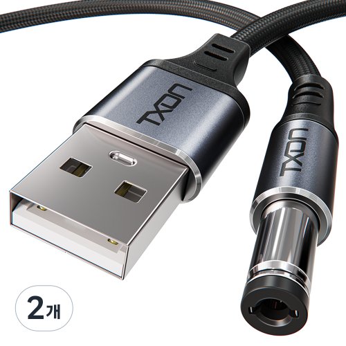 티엑스온 USB 전원케이블 DC 5v 외경 5.5mm 케이블, 0.8m, 2개